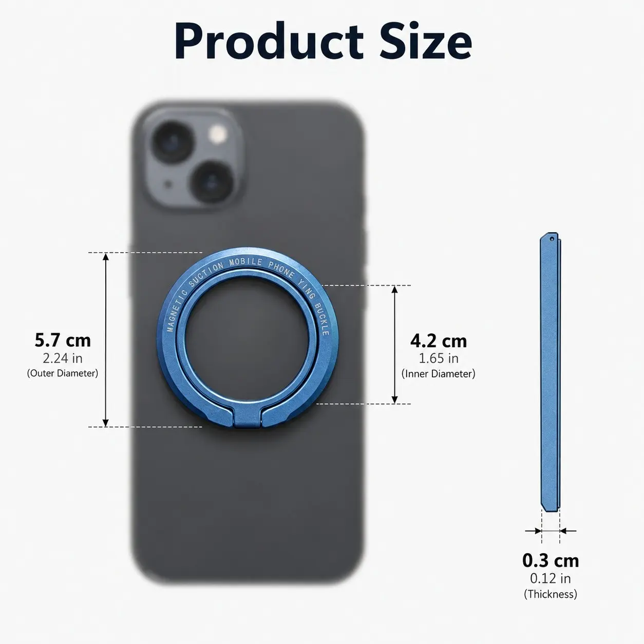Full Metal Magnetic Ring Clip, Phone Magnetic Holder, 360° Rotating Desktop Stand, Adjustable Angle, Strong Magnetic Adhesion
