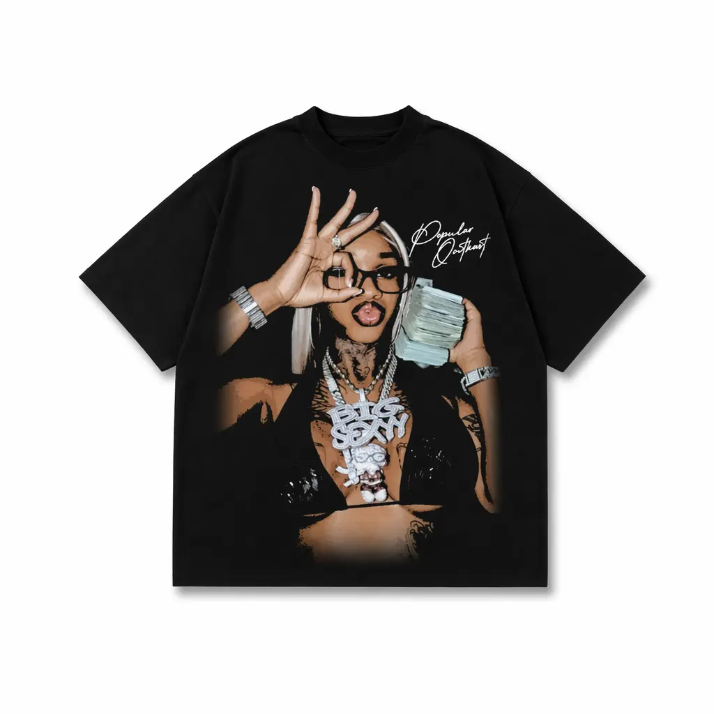 Graphic T-shirt Sexy Red Ghetto Superstar Y2K Hip-Hop Stylish Graphic Tee, Cotton Casual Streetwear T-Shirt, TikTok Shop Deals Unisex Summer Top, Trendy Music Fashion