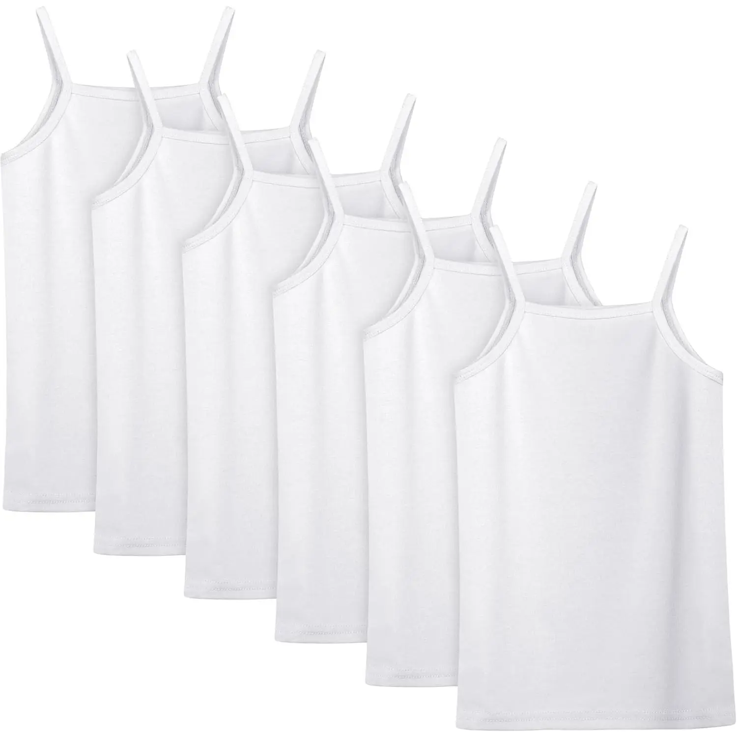 Girly Toddler Girls' 6-Pack Cotton Blend Tank Tops - Breathable, Stretchy, Plain Sleeveless Scoop Neck Inner Wear Under Clothing for 2-3t/3-4t/3-4 Years Gymnastics/Dance (Gift)