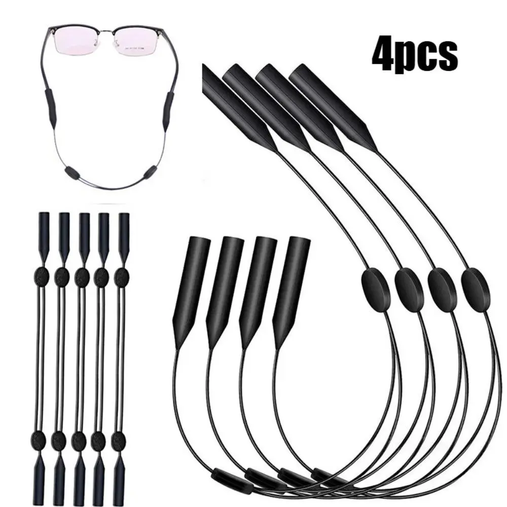 4 Pack Eyewear Retainers, Sleek Solid Soft Fabric Glasses Straps with an Anti-Slip Design and Adjustable Length for Around the Neck, Everyday, Sunglasses Design Glasses Chain & Lanyards, No Bulky, Awkward Look, Adjustable Lanyards, Sunglasses Lanyard