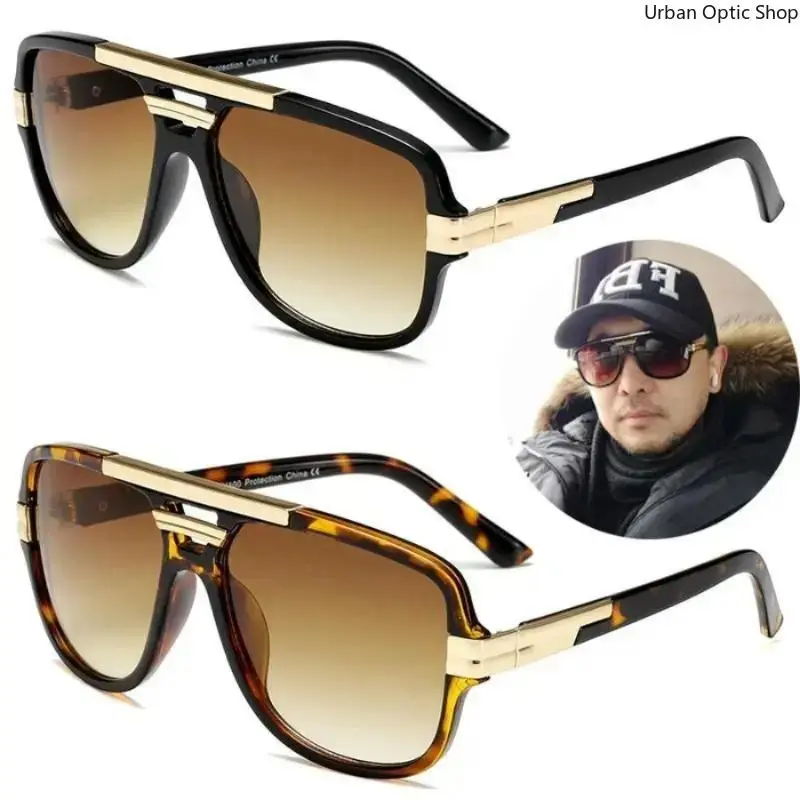 XUH Men's Geometric Tortoise Shell Square Sunglasses - Nylon Lightweight Polarized Lenses, Trendy Vintage Plastic-Metal Frames, Dark Tint, Lightweight Wear, Square Shade, Trendy Frames Sunglasses, Father's Day Gift Option