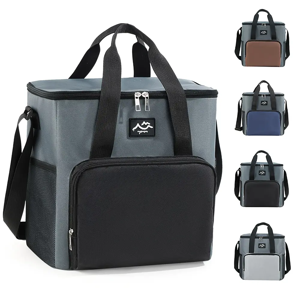 Portable Thermal Insulated Food Bag, Reusable Cooler Tote for Outdoor Travel, Picnic & Camping, Leak-Proof Lunch Bag with Zipper, Ideal for Hiking, BBQ, and Picnic Supplies.