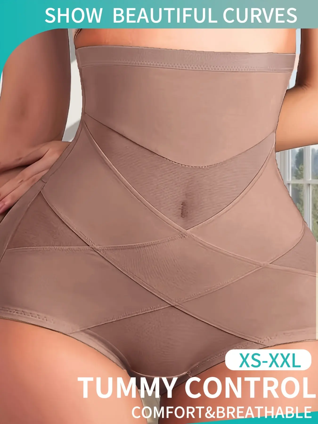 Women's High-Waisted Shapewear Control Top, Cinched Waist, Curve Hugging Compression, Non-Slip Design, Comfortable Fit, Ideal for Daily Wear & Special Occasions