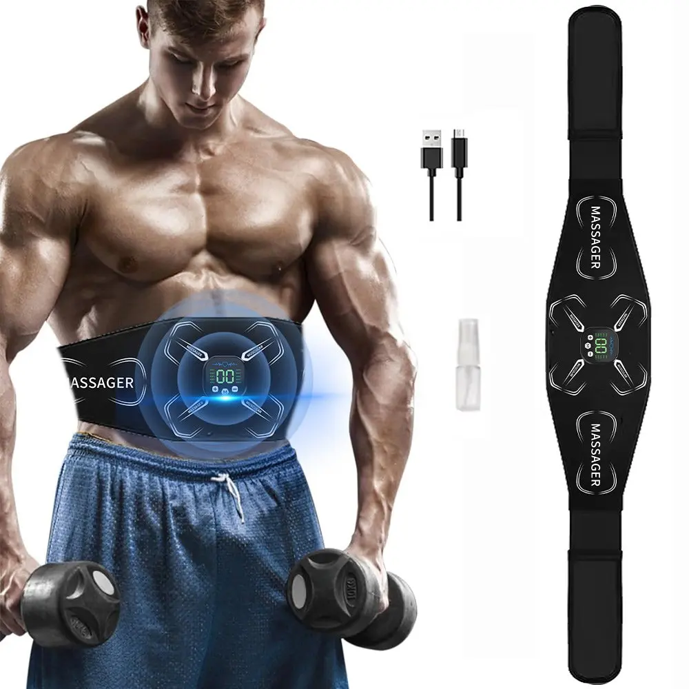 Smart Gym System Ab Trainer Core Trainer, ABS Stimulator, Ab Toning Belt Trainer, Rechargeable Wellness Belt, Workout Equipment for Men & Women,Home Office Fitness Workout Equipment for Abdomen Gray