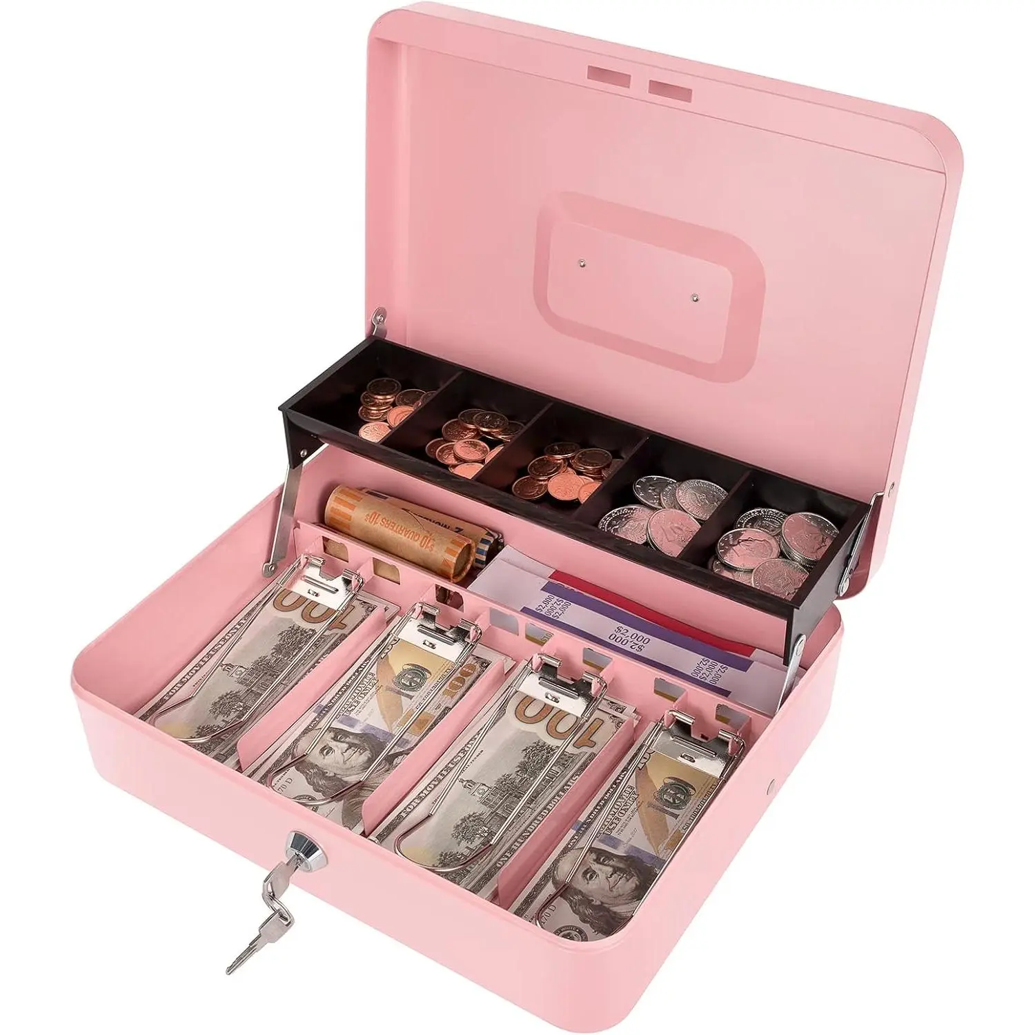 Box with  Tray and Key Lock,  Box with Safe Locking,  Lock Box for  Register 11.8"x9.45"x3.54"  XL Large