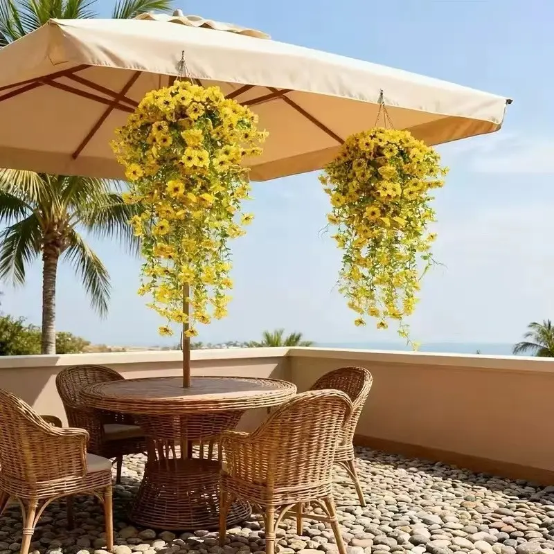 Outdoor Summer Decor Artificial Hanging Flowers, 4 Bundles UV-Resistant Silk Flowers, Realistic Plants for Indoor Outdoor Garden Patio Balcony Courtyard Farmhouse