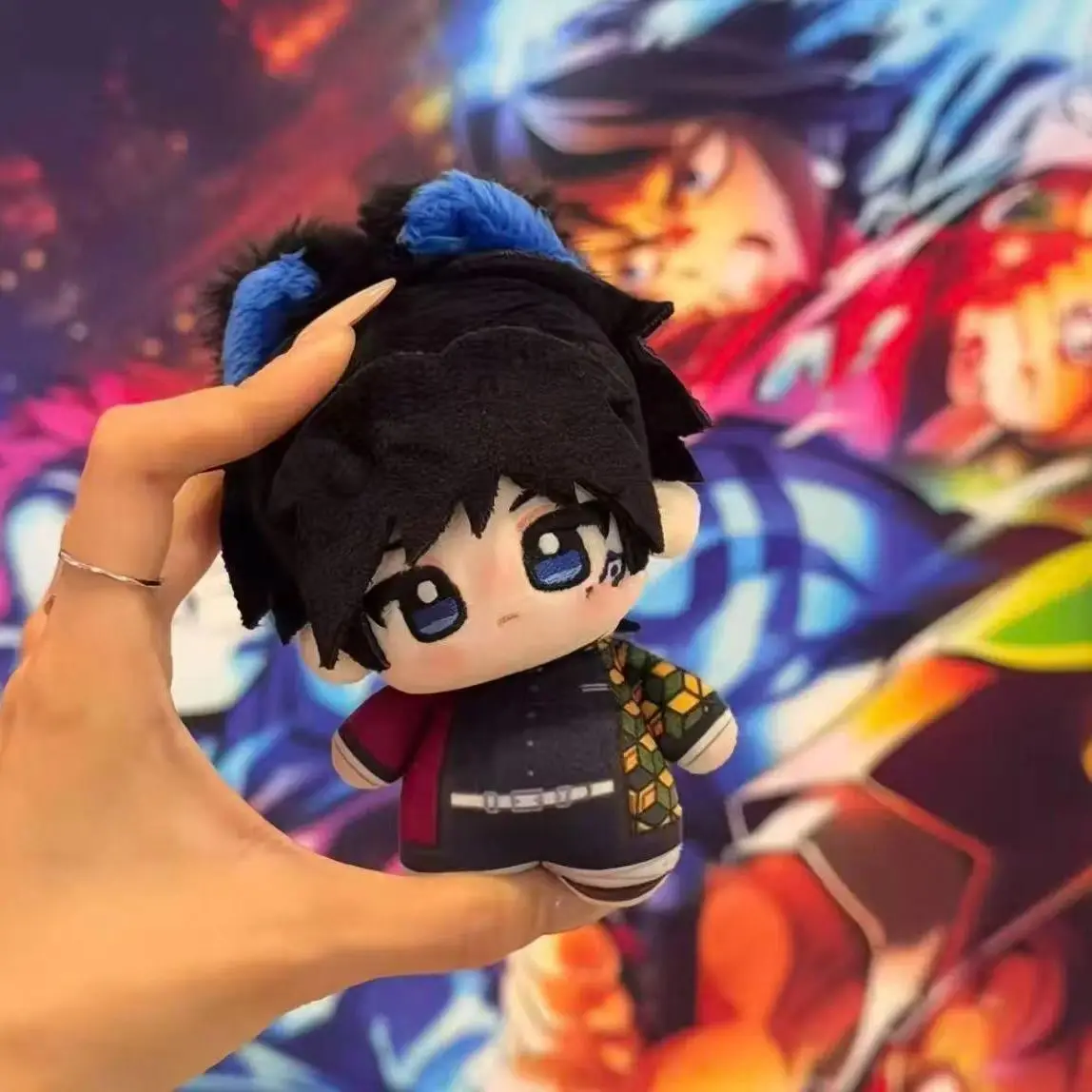 2026 new Demon Slayer Giyu Tomioka Cat Ear Plush Doll 10cm Cute Soft Stuffed Anime Character Collectible Gift For Anime Fans And Kids