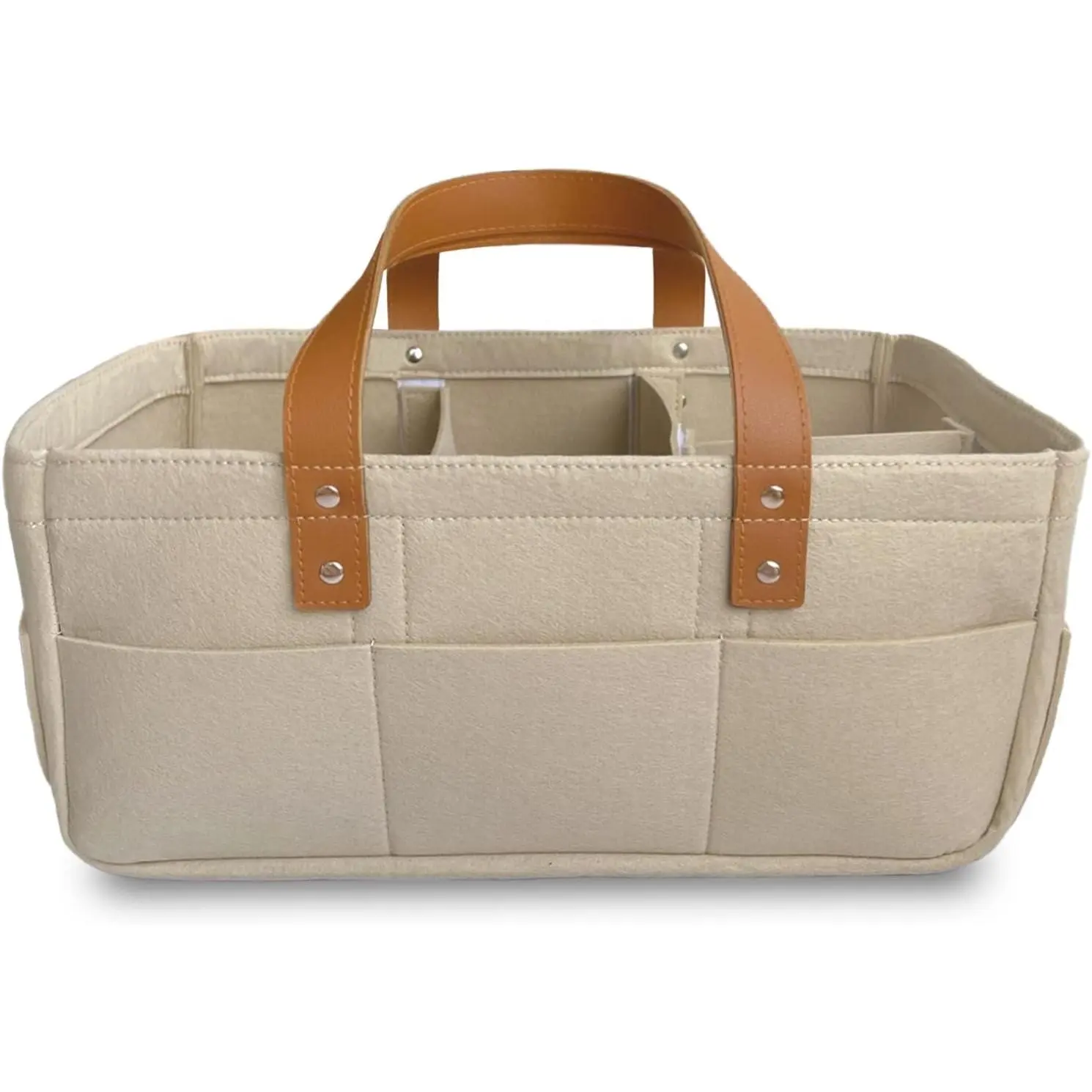 Baby Diaper Caddy Organizer with Dividers, Portable Nursery Storage Basket for Diapers, Wipes, Baby Essentials, Changing Table & Travel