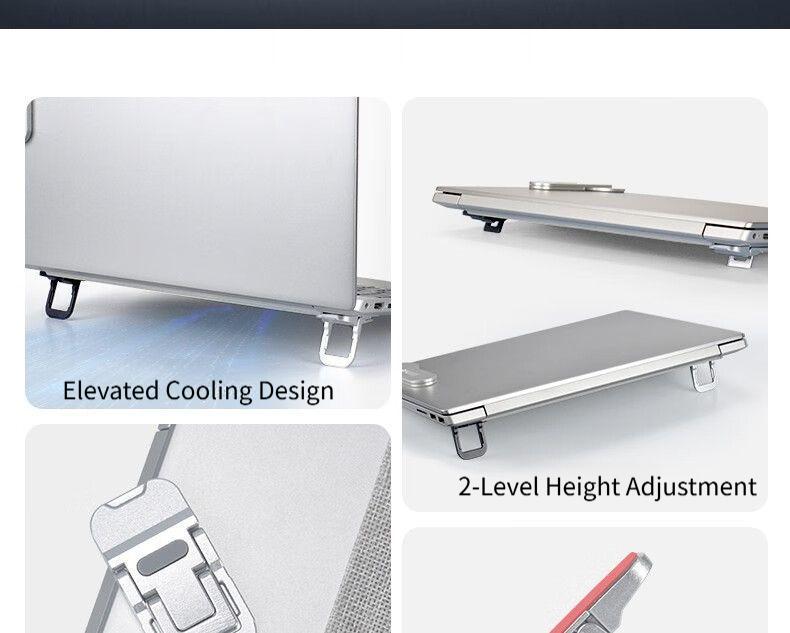 Zinc alloy laptop invisible stand bracket mini portable height-increasing foot pad cooling rack base pad