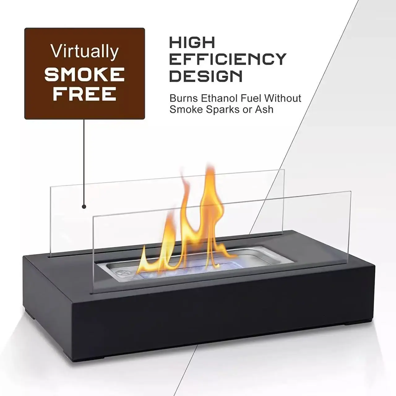 Portable Ventless Tabletop Fire Pit - Smokeless Clean-Burning Fire Bowl for S'mores, Fall-Winter Indoor Cozy Decor, Unique Holiday Housewarming Gift for Friends, Smokeless Fire Pits & Bowls, Tabletop Portable Fire Pits & Bowls