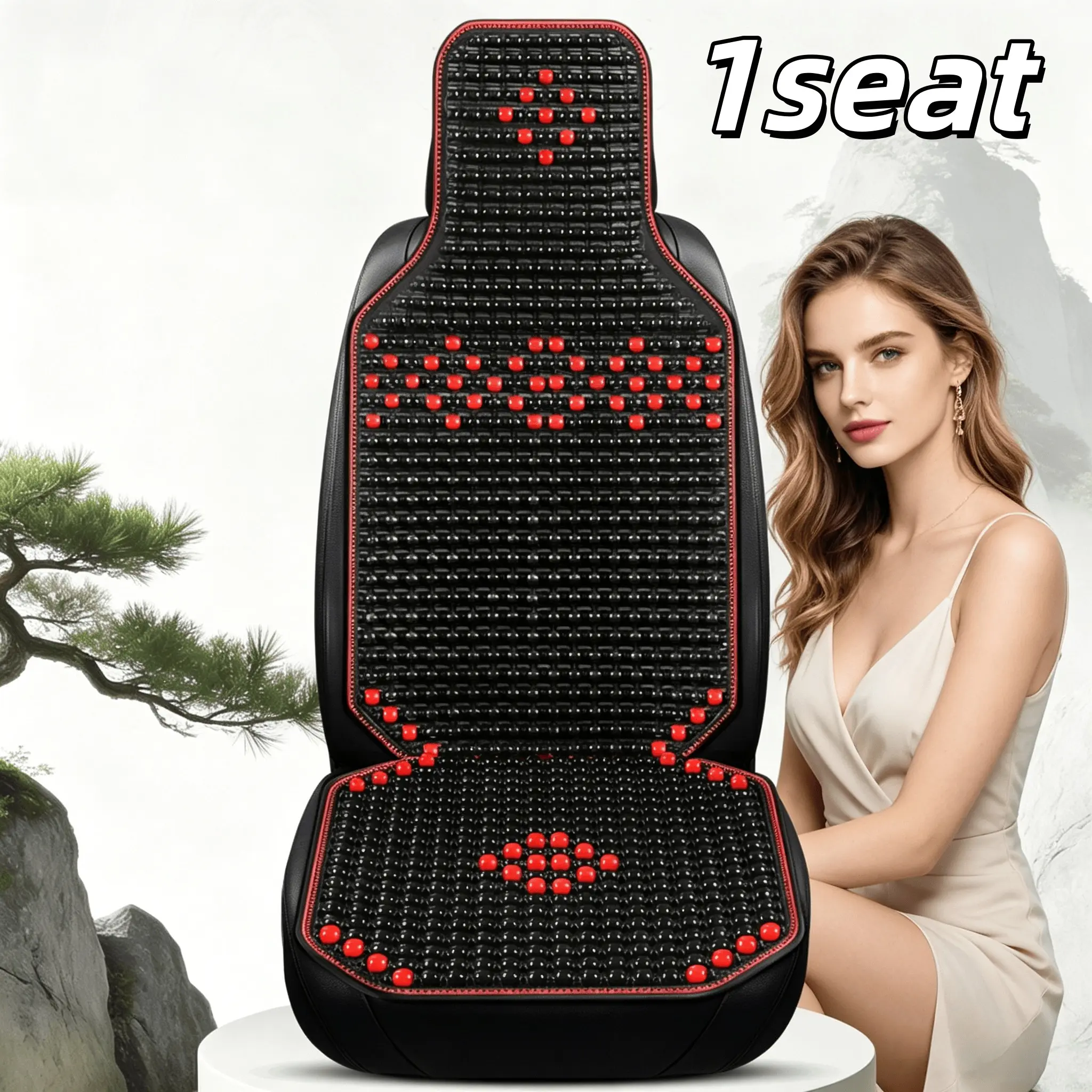Universal Car Seat Cover, Front Single Seat, Summer Wood Bead 5 Colors, Cool Comfortable Breathable, Fits Most 5-Seat Cars Suvs, Car Seat Covers Front Seats, Car Seat Accessories