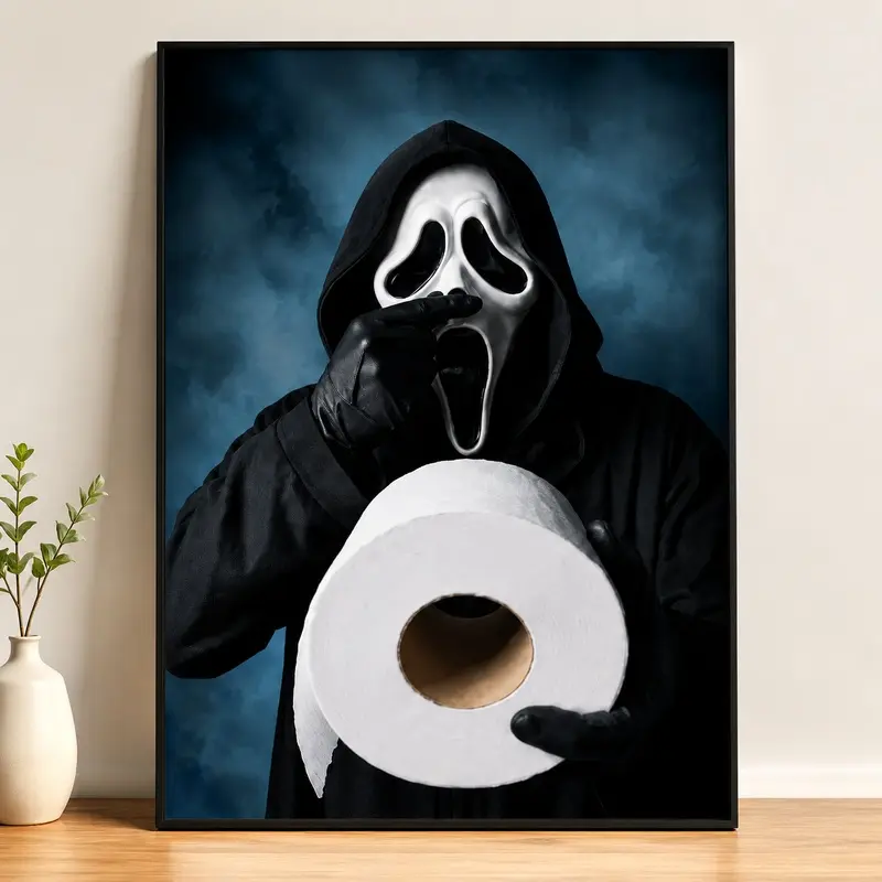 Funny Scream Bathroom Poster, Horror Movie Wall Art, Ghostface Wall Print, Funny Bathroom Decor, Horror Room Decor, Halloween Wall Decor, Gothic Wall Art, Scary Movie Poster, Dark Humor Decor, Horror Fan Gift