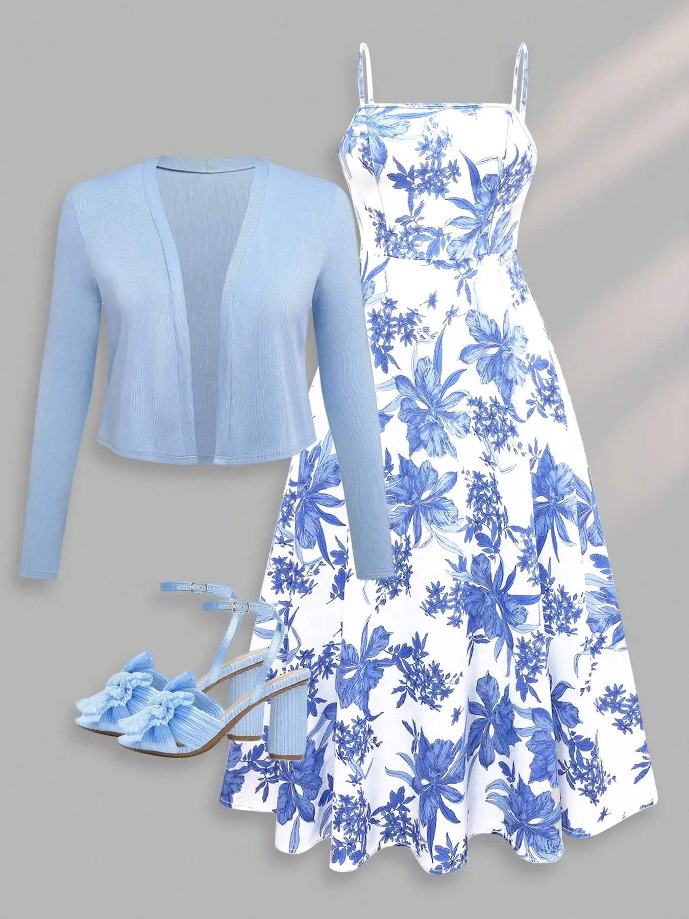 Elegant French Style Printed Dress Set, Summer Vacation, Romantic Long Dress for Dates, Beach Photoshoot, Light Mature Fashion Casual Wear Elegance Ff2621