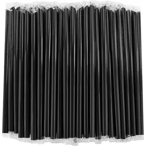 400 count Black Boba Straws  Smoothie Straws,Individually Wrapped Disposable Plastic Large Wide-mouthed Milkshake Drinking Straws(0.43" Wide X 9.45" Long)