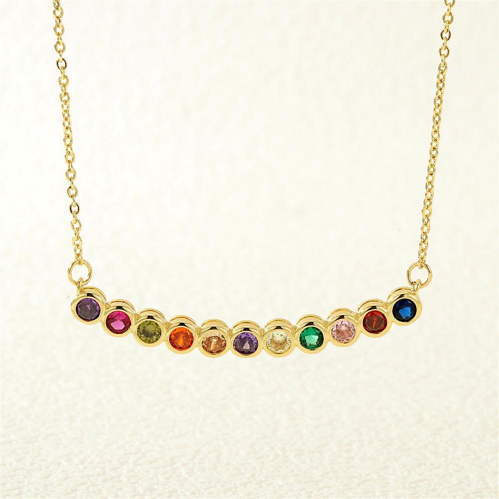 Women’s Birthstone Necklace – Delicate Gold Plated Bar Pendant with Multiple Vibrant Birthstones, Fashion Layering Jewelry for Work, Parties or Travel, Thoughtful Gift Idea for Mom, Grandma, Girlfriend or Wife on Christmas, Valentine’s Day or Birthday