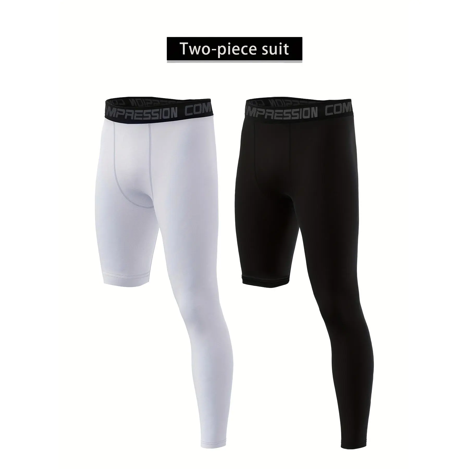 2pcs Mixed Color Basketball Single-Leg Compression Leggings for Men, Sports Training Pants, Fitness Long/Short Leg Base Layer, 9/10-Inch Quick-Dry Compression Pants
