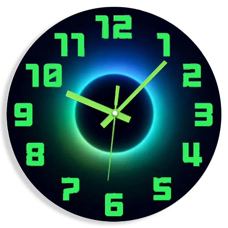 Glowing Numbers Themed Luminous Wall Clock, Bedroom Acrylic Luminous Wall Clock, Silent Luminous Wall Clock, Luminous Living Room/Kitchen Digital and Hands, Black, Mirror Surface, Decorative Wall Clock, A Holiday Gift for Movie Lovers