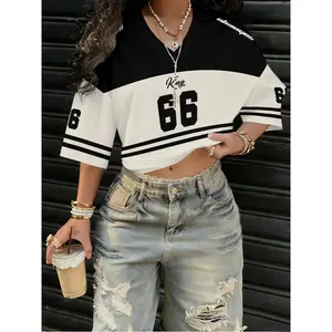 Bicolor Number Jersey Digital Print T-Shirt
