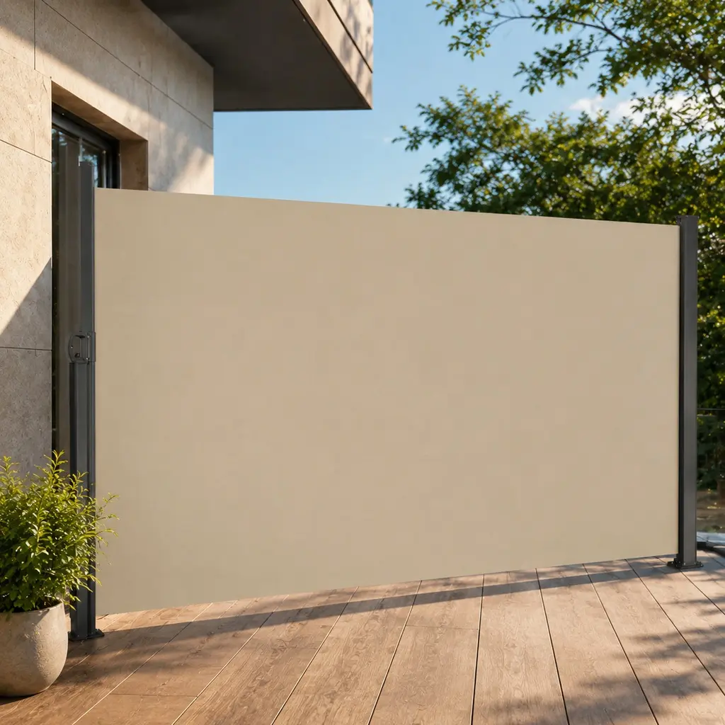 ARCH Rectangular Retractable Side Awning - 138x71in Polyester Waterproof UV-Resistant Privacy Screen Divider, 18.50 lb, Manual Operation, Foldable, No Foundation Needed, Assembly Required, Beige for Balcony