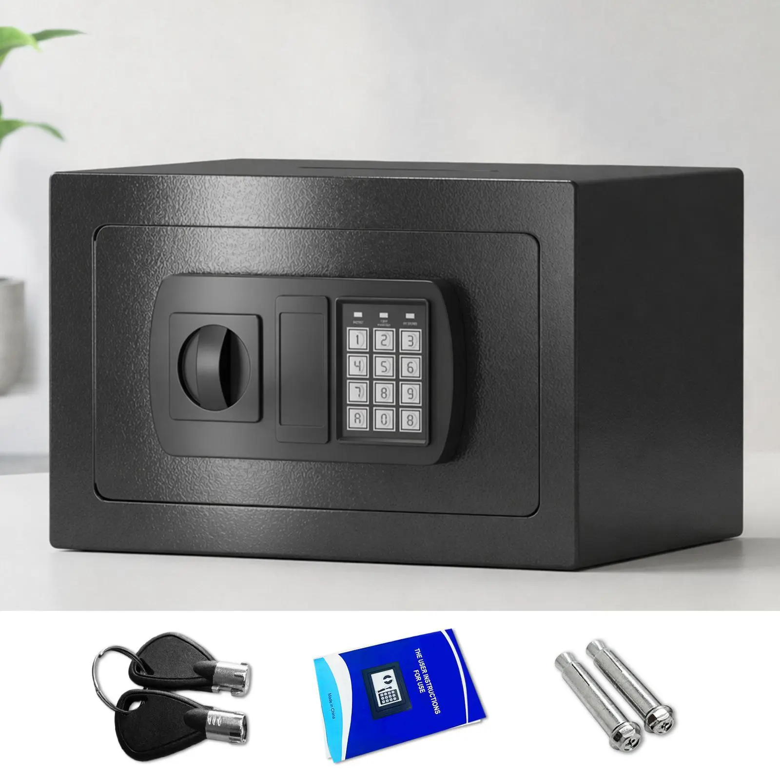 0.23/0.44 Cubic Feet Mini Money Safe Digital Lock Security Box with Keypad Password & Keys Black for Hotel Home Business Jewelry