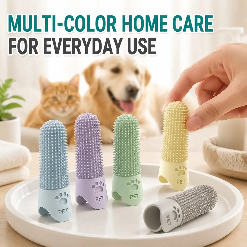 360° Silicone Finger Toothbrush for Pets, Puppy Toothbrush, Dog Cat Oral Cleaning, Eliminate Bad Breath, Comfortable Fit, Easy to Use
