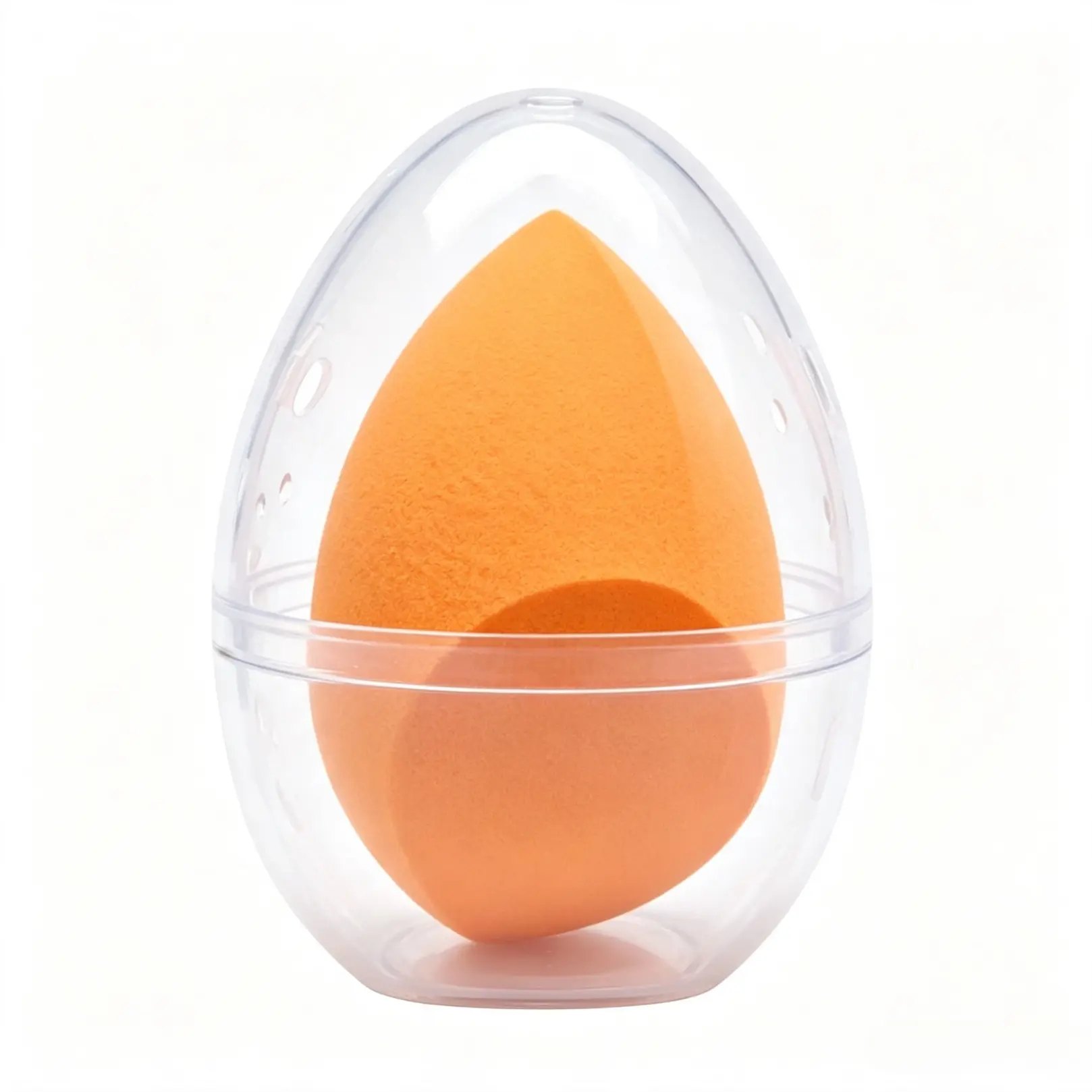 Egg Shaped Breathable Makeup Sponge Storage Case, Portable Ventilated Cosmetic Sponge Holder, Lightweight Makeup Tool Organizer, Ideal Accessory for Daily Vanity Use & Travel Cosmetic Storage