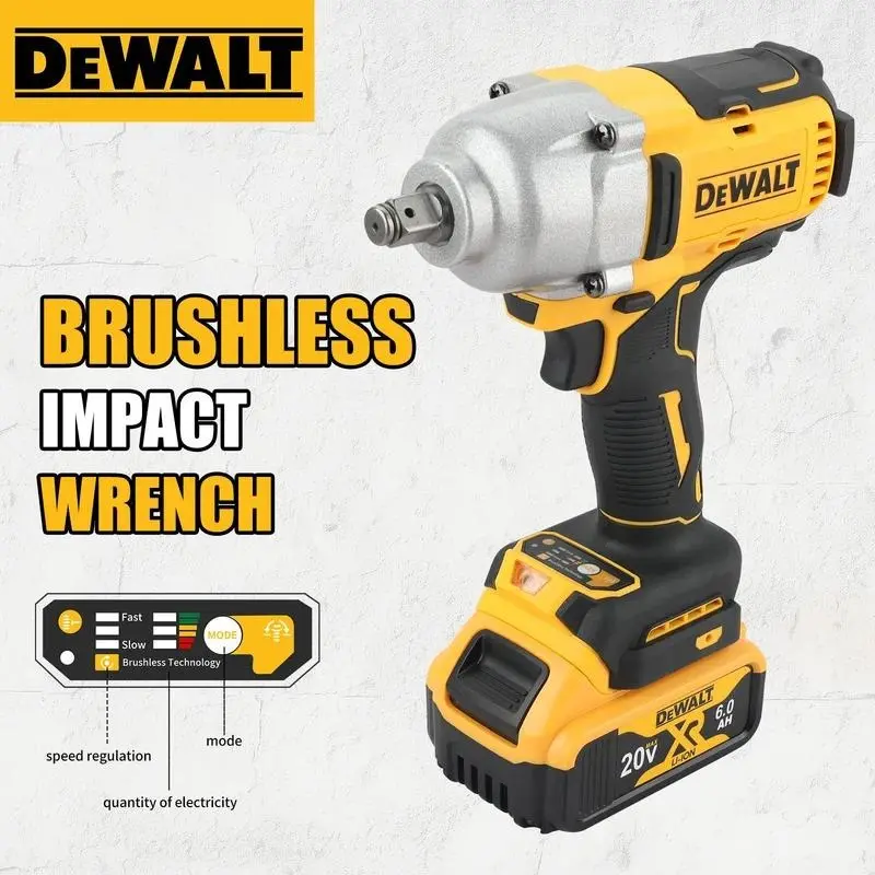 DCF900 20V MAX XR Brushless Cordless Impact Gun,1/2 Inch Hog Ring Anvil Impact Wrench,1030 ftlbs Fastening &1400 ftlbs Breakaway Torque,4Speed Precision Wrench Mode BuiltIn LED Work Light, High Power Tool For Truck Wheel Lug Removal, Automo