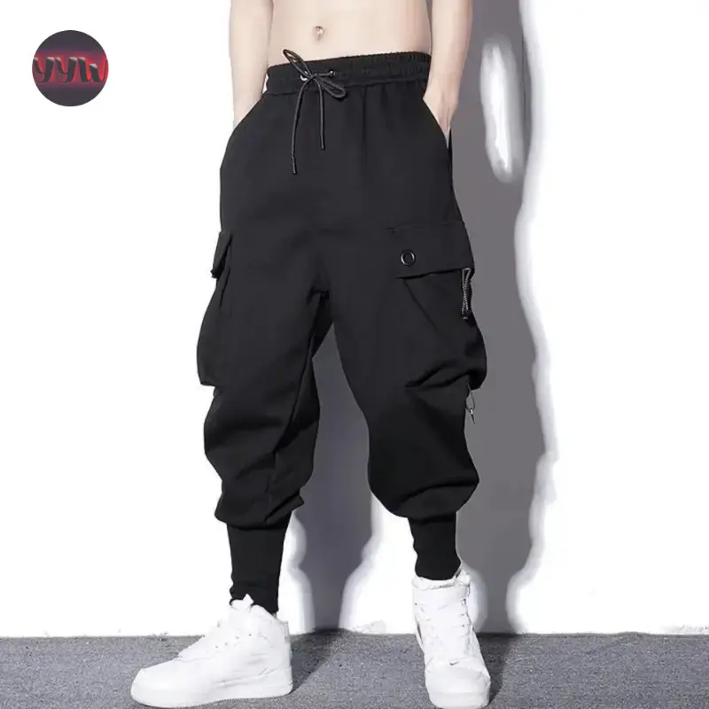 Men's YYW1 Loose Fit Sweatpants, Casual Pants with Cargo Details & Multiple Pockets, Outdoor Wear Hip Hop Streetwear Ankle-Length Trousers