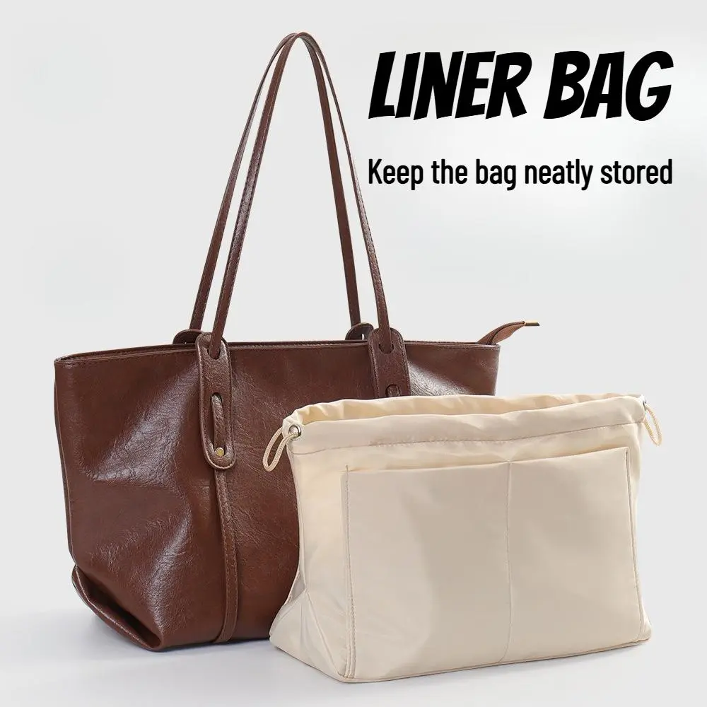 Large Capacity Handbag Organizer Insert, Minimal Multi-Pocket Tote Bag Liner for Women, Multi-Compartment Purse Insert Bag, Neat Daily Commute Inner Storage Bag