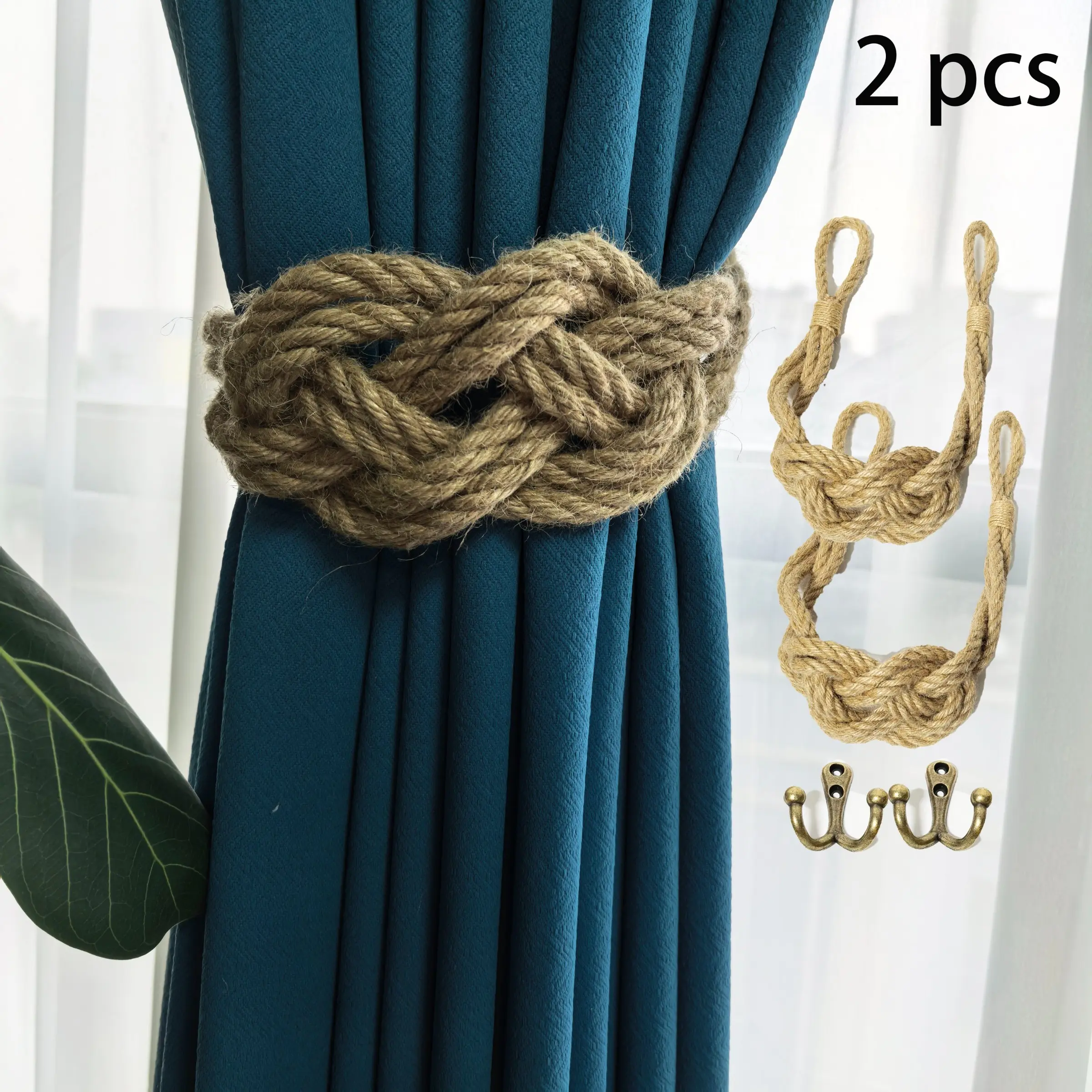 2 Pcs Curtain Ties, Country Style Simple Curtain Ropes, Decorative Curtain Accessories for Bedrooms and Living Rooms