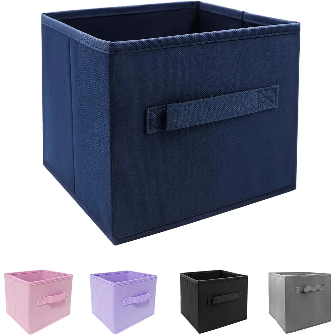 Small Storage Bins,Collapsible Fabric Storage Organizer 9.0"x7.5"x7.5",Mini Storage Box,fit for closet, living room, bookshelf,  clothes and toys storage and organization Blue