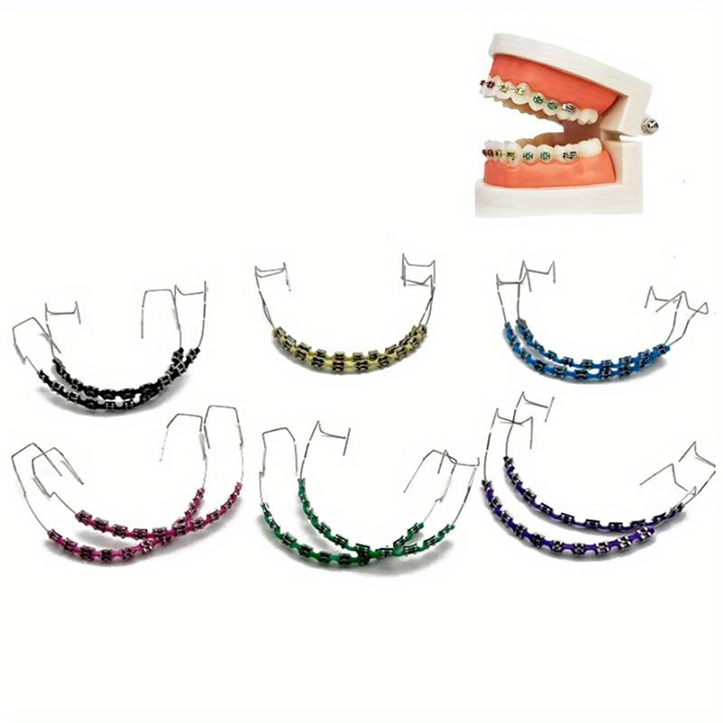 1 Pair Temporary Fake Braces - Customizable Colorful Metal Brackets with Elastic Ligature Ties, Comfortable Oral Tool for Teeth Simulation & Sports (Includes Storage Box), s Daily Blue