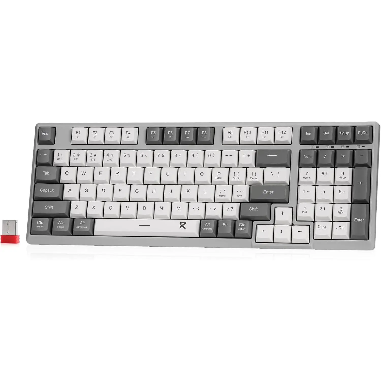 BK7114 Low-Profile   Keyboard, 98  Slim Office PC  Mechanism Keyboard w/ 2.4G BT  Connection, Tactile Quiet Keystroke,  Color Keycaps