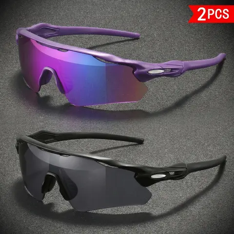 2 Pairs Unisex Sporty Lightweight Sunglasses Set, Sports Sunglasses for Summer, Ideal for Cycling, Running & Outdoor Activities, Sun Protection Eyewear, Sports Biking Sunglasses