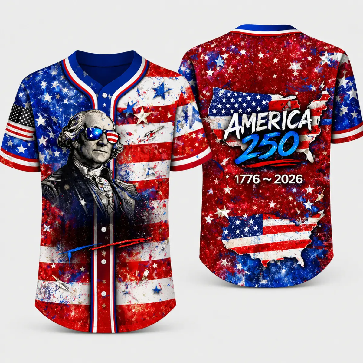 Men's Vintage Pearl Weave Baseball Throwback Jersey - USA 250 Years Eagle Graphic, Short Sleeve, Breathable, Sporty Casual Top for Outdoor Event, Summer Athletic Wear, Holiday Gift