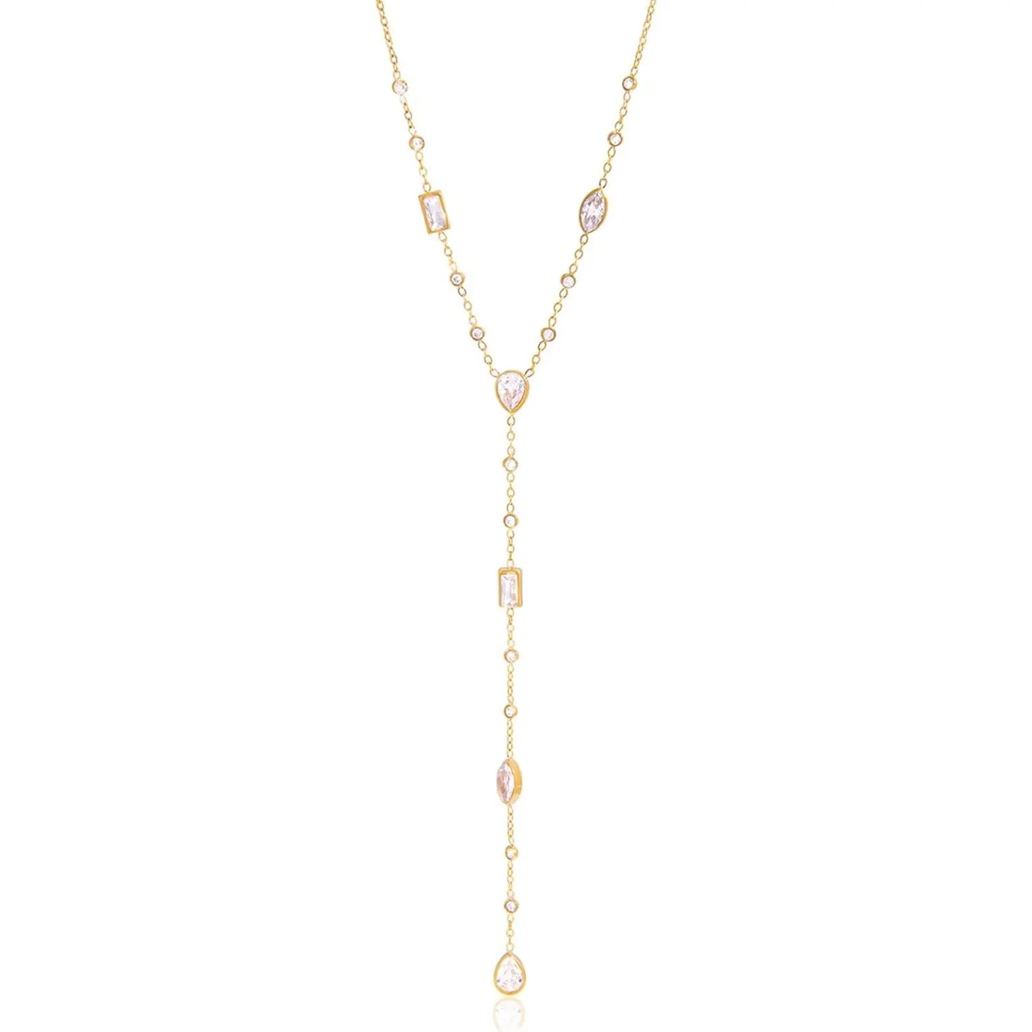 Dainty Gold Necklaces for Women, 18k Gold Layered Lariat Necklace, Long Gold Choker Necklaces, Statement Diamond Heart Pendant Necklace, Body Chain Jewelry