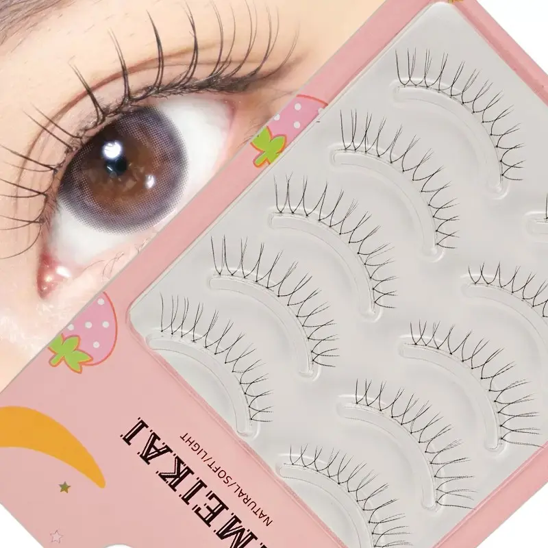 5 Pairs U-Shape 12 Columns Korean Thin False Lashes, Transparent and Stunning Look, Lightweight Design for Natural Beauty Enhancement