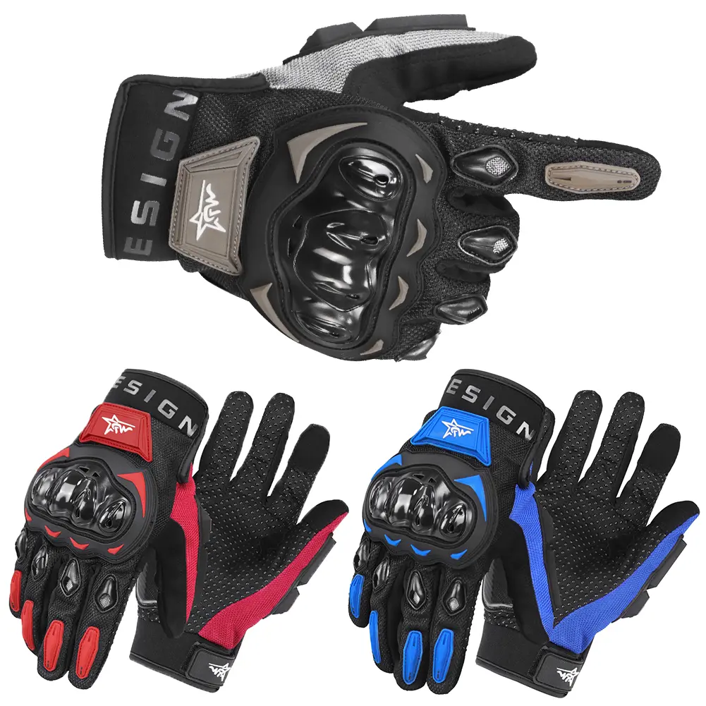 Hard-Shell Protective Gloves for Motorcycling & Biking, Breathable Mesh with an Anti-Slip Palm, Touchscreen Fingers & Adjustable Cuffs, Ambidextrous, All Seasons, Anti-Slip Surface, Conductive Fabric, Construction Work, Cyclists