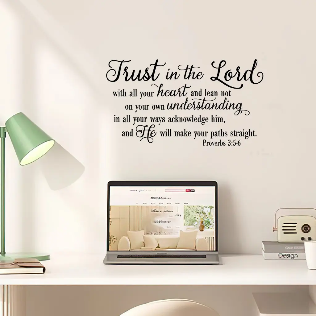 1pc creative letter wall stickers, Wall Decals, with the inspiring slogan 'Wholeheartedly Believe in the Lord', detachable self-adhesive, reusable for bedrooms, foyers, living rooms and home decoration, Decorative