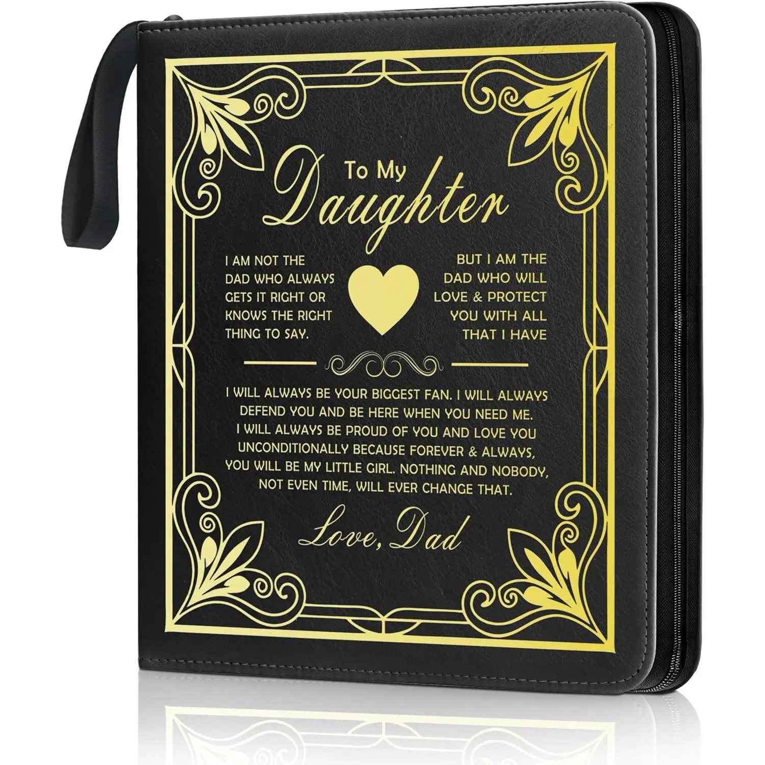 Daughter Leather Photo Album 4x6 100 Photos, Memory DIY Scrapbook with 25 Sheets and 20 Blank Kraft Sheets, Daughter's Growth Album Book from Father and Mother Daughters Birthday Gift Graduation Gift
