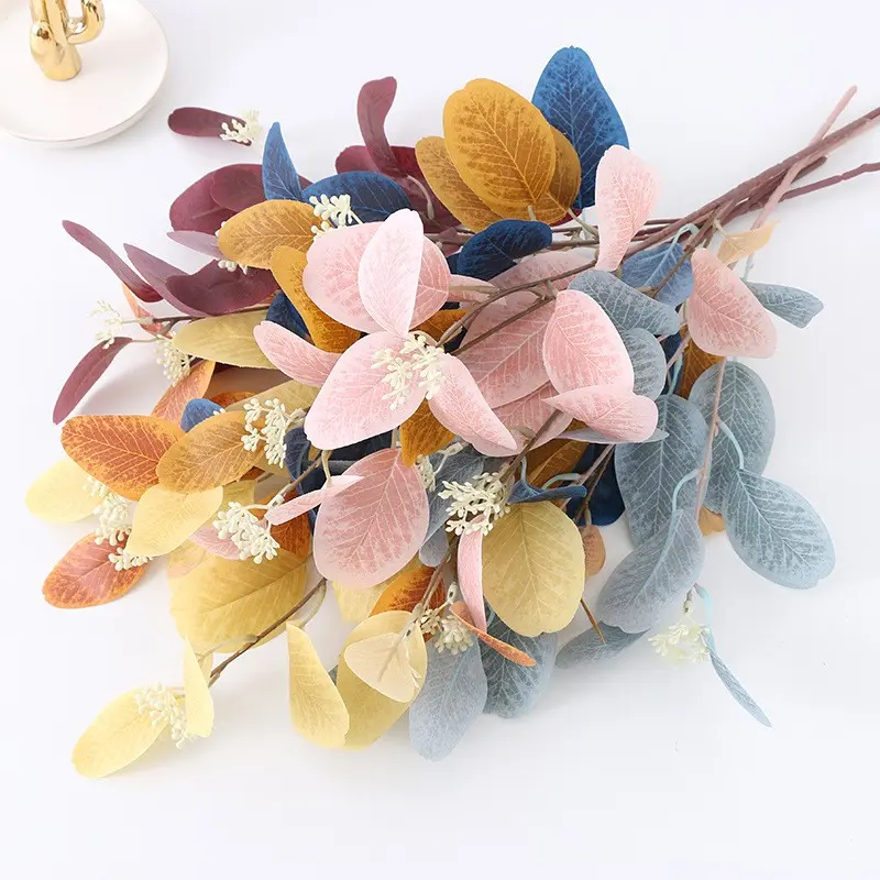 5-Piece Artificial Eucalyptus Leaf Set, Realistic Texture, No Maintenance, Ideal for Home Decor, Weddings, Shops, High Value