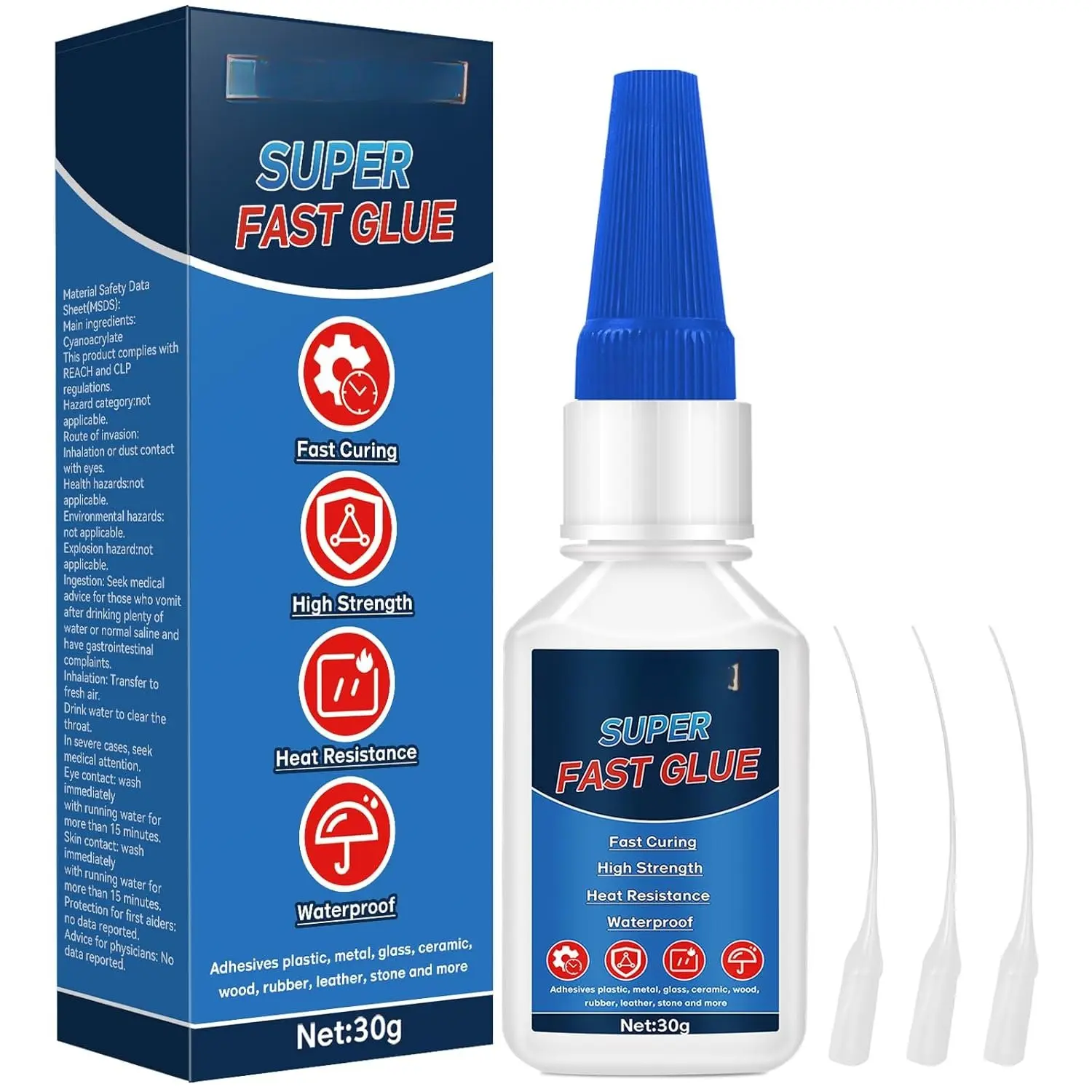 Super Glue 30 g, Superglue  Purpose,  Glue with Anti-Clog Cap,  Clear Adhesive for Plastic, Glass, Ceramic, Metal, , DIY, (Clear, 30 Grams * 1 Pack, Super Glue)