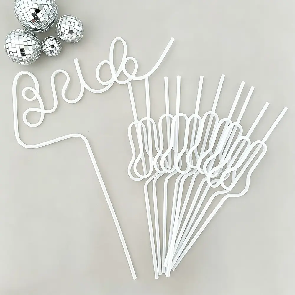 1 piece white Bride Drinking Straw and 10 pieces white straws set Camp beach pool disco cowgirl Bachelorette hen do Party Bridal Shower Bach Weekend Girls Trip wedding Decoration Future Mrs Bride To Be Bridesmaid maid of honor guest welcome Gift