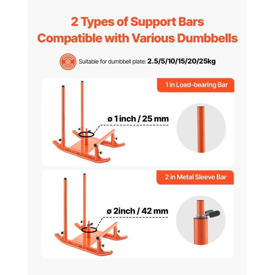SummerWinsSteel Weight Sled, Fitness Strength Training Equipment with Handle for Speed Training & Athletic Exercise, 1/2-Inch Plates Weight Compatible, Orangedealsforyoudays