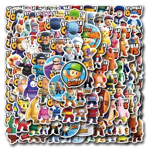 55-110 Sheets Game Stumble Guy Cartoon Graffiti Stickers, Waterproof Car Luggage Cup Phone Case Stickers, Fun Decorative Decals