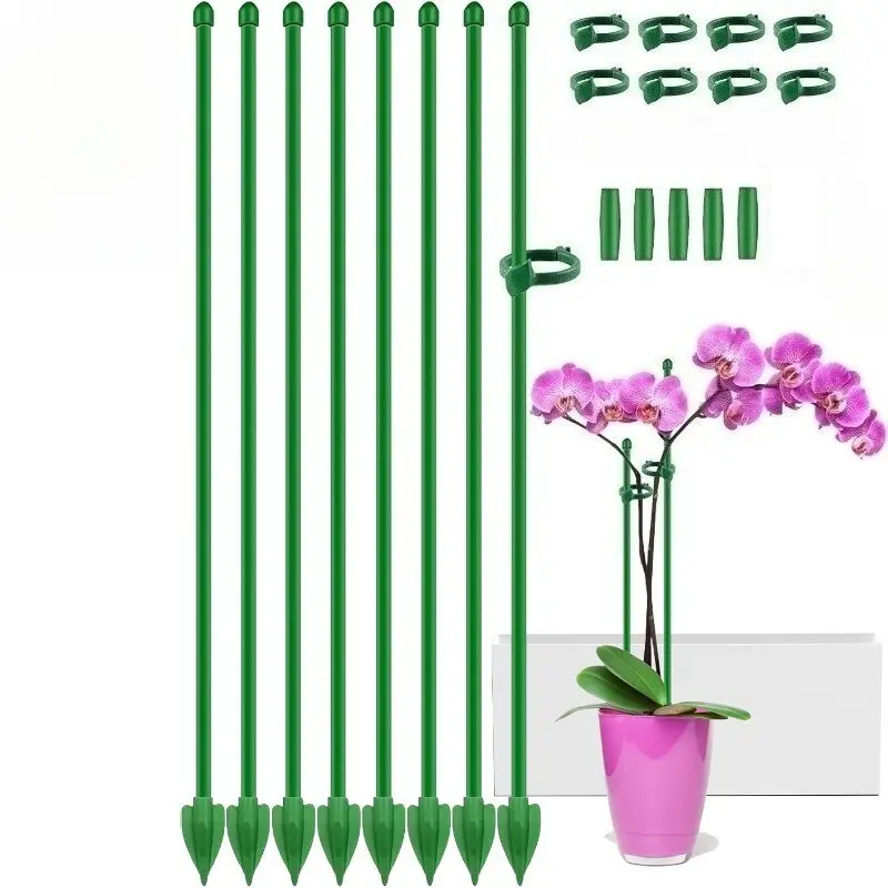 6-Pack Plant Support Stakes, Adjustable 18.74in Plant Stake Holder with Clamps and Connectors, Ideal for Climbing Plants and Indoor Gardening