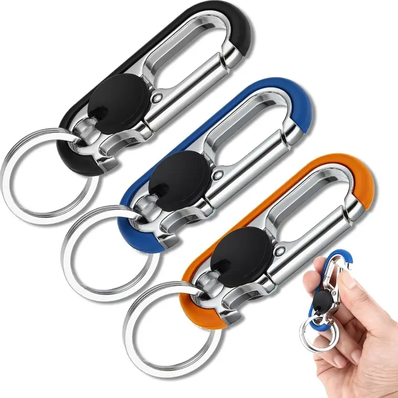 Men's 3pcs Personalized Stylish Stainless Steel-Zinc Alloy Car Keychain, Scratch Resistant Double Ring Key Ring with Buckle, Multi-Functional Bottle Opener Key Chain
