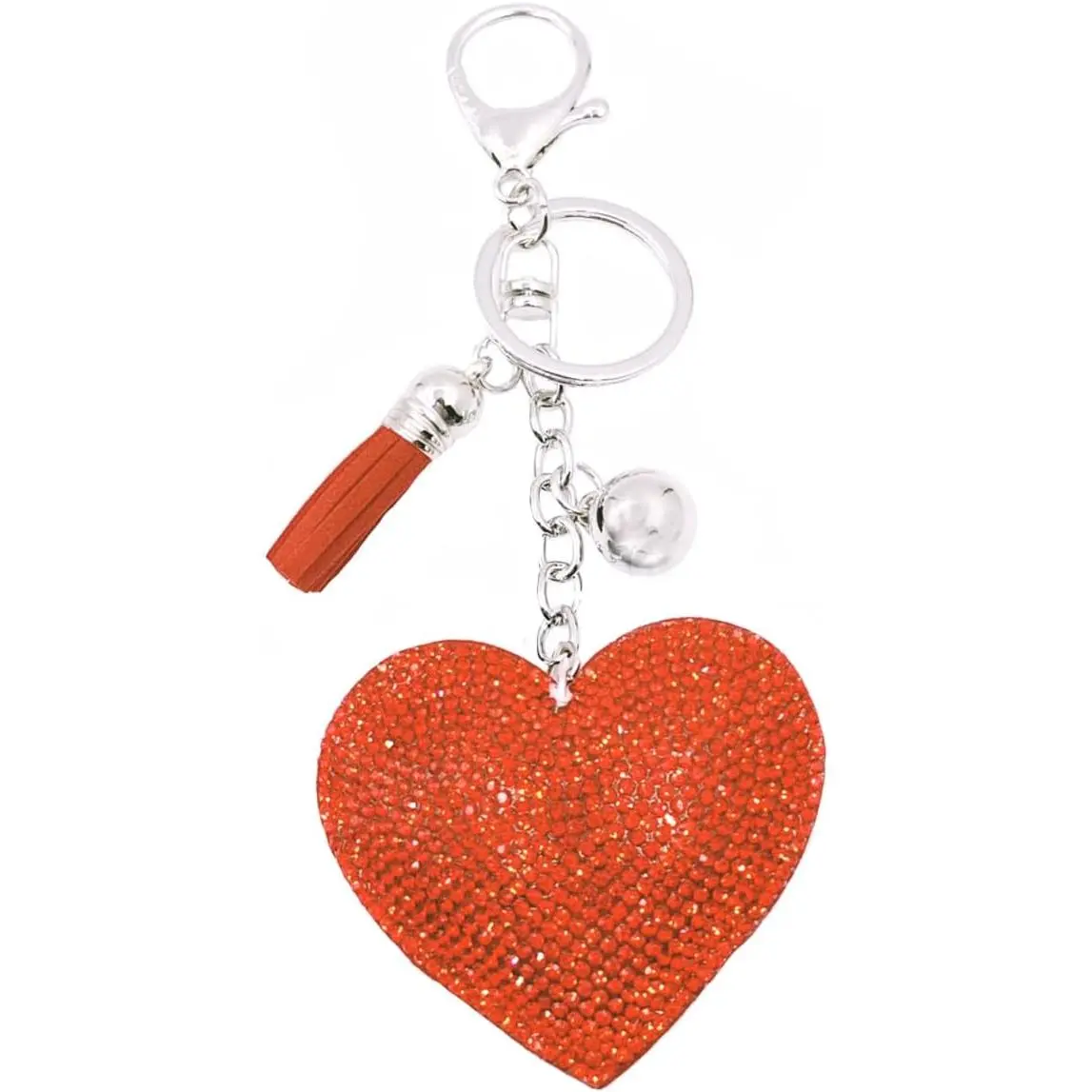 Women's Glitter Heart Keychains - Cute Keychain Accessories with Heart Form, Sparkling Look, Rhinestone Crystal Charm, Tassel Detail for Car Keys, Backpack (Sports & Outdoor Trophies/Medals Awards Accents)