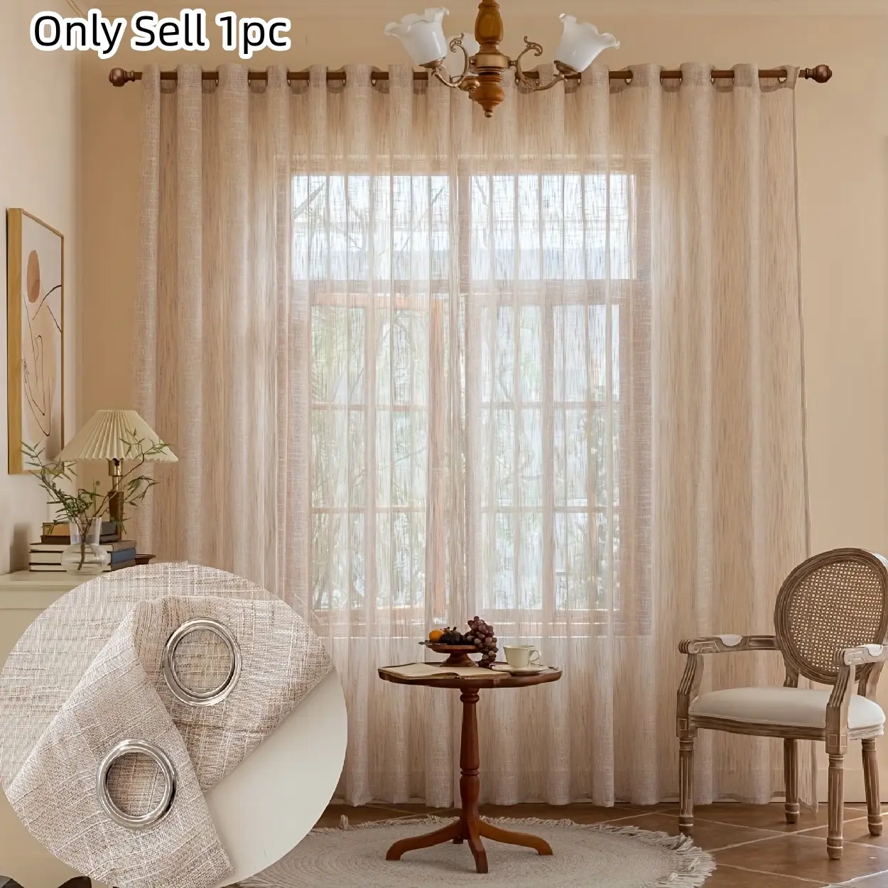 1pc Modern Classic Minimalist Rainbow Hemp Sheer Drapes, Translucent Living Room Bedroom Study Balcony Home Decor Curtains, Curtain For Windows, Multiple Sizes, Home Decoration Curtain