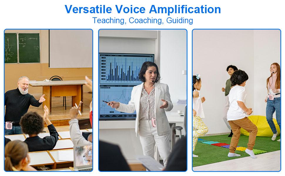 Portable Voice Amplifier for Teachers, 2200mAh Rechargeable Personal Amplifier Mic PA System Headset Microphone with Speaker for Teachers, Training, Meeting, Tour Guide, Yoga, Classroom (Rose)